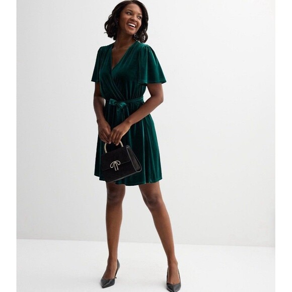NEW Draper James Green Velvet Wrap Dress Size XL Short  Sleeve - Picture 6 of 15
